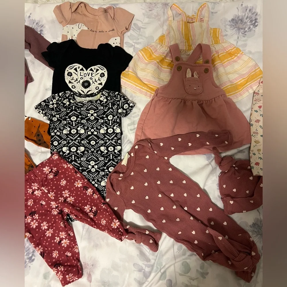 Baby Girl 0-3M 15 Piece Clothing Lot Carter’s Zara Gerber SpearmintLOVE